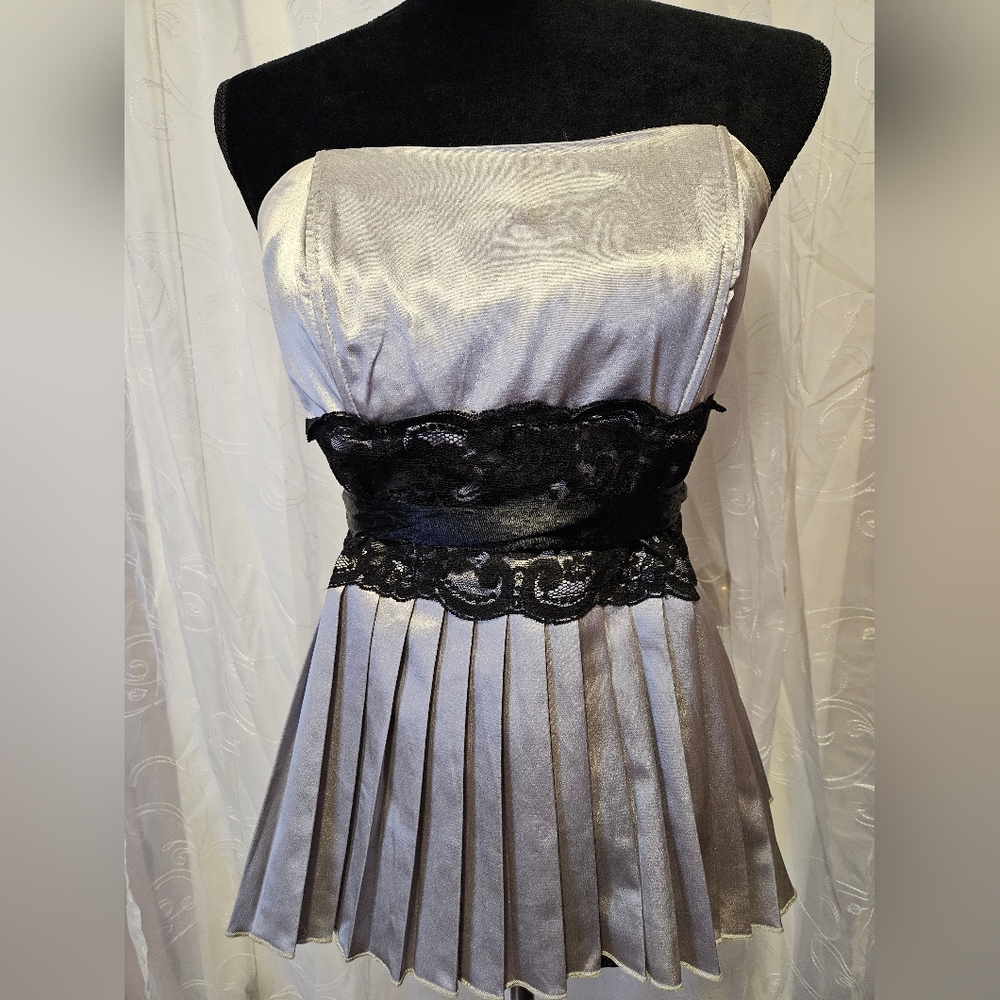 Strapless black and lavender dress top